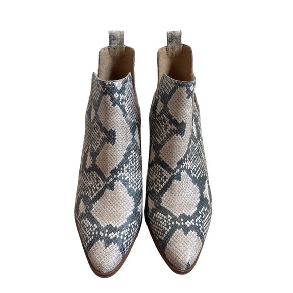 Lucky Brand Jabilo Snake Print Leather Block Heel Western Booties Size 6.5 - Picture 4 of 14